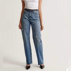 Abercrombie Women's Curve Love High Rise Loose Jean with slash